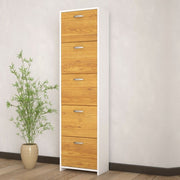 Meuble à chaussures 851980 5 portes abattantes double profondeur chêne