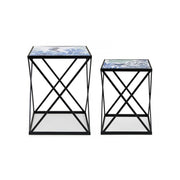 Set de tables basses en acier noir avec motif marin REEF K04 2 pièces