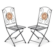 Chaise pliante en fer pour extérieur Noir ZEUS 42x55x h95 cm Set 2 pièces