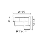Canapé d'angle Stefy avec péninsule de rangement à gauche 268x212