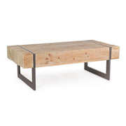 Table basse industrielle Garrett avec plateau en bois