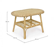 INES Table basse d'extérieur en rotin 80x50x h50 cm