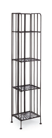 Étagère pliante avec quatre étagères en acier Marron RAY 34x30x h153 cm