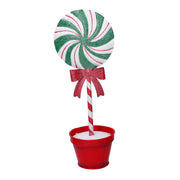 Bonbon sucette en métal avec vase vert cm11,5x9h30,5