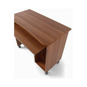 Support ordinateur de bureau en noyer antique avec roulettes H.76 L.93 P.48,5 cm