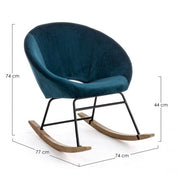 Fauteuil à bascule Annika effet velours bleu canard