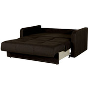 Canapé convertible 2 places en bois et velours Marron ADONIS 165x105x h87 cm