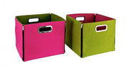 Coffret en feutrine avec zip vert fuchsia assorti