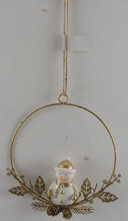 Guirlande métal bonhomme de neige or cm16x16x3