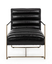 Fauteuil avec structure en acier peint et assise recouverte de simili cuir noir 62,5x74x80-45-56h cm
