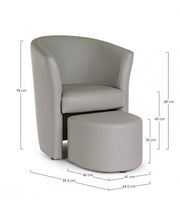 Fauteuil avec pouf gris clair en similicuir de style design