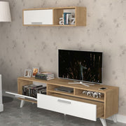 Meuble TV Slim D2306TV180M109 chêne blanc 180x35x47h