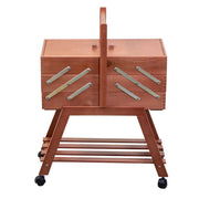 Etabli en bois n.40 avec roues en noyer cm45x28h62