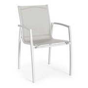 Chaise Hilla White Cloud en Aluminium avec Accoudoirs