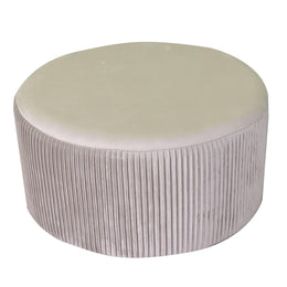 Pouf rond en velours beige cm ø56h28