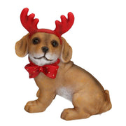 Chien en résine avec cornes et arc 17x10h17 cm