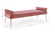 Banc pieds or rose design velours vieux rose