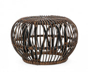 Table basse d'extérieur en rotin marron DORADAL pouf diamètre 65x h44 cm