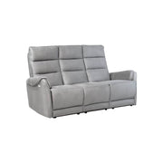 3 canapé-mange avec 2 fauteuils inclinables électriques dans le nabuk gris clair 187 x 98 x 109 cm