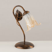 Lampe à poser en fer Marron Or Verre Blanc Ambre une lumière 22x h30 cm