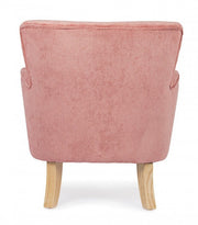 Fauteuil vintage chenille tapissé de velours rose