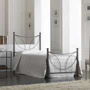 Lit simple en fer avec pied de lit TULIP Noir 92x208x h117 cm