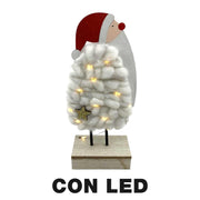 Tissu led blanc en bois de père noël cm10x5h21