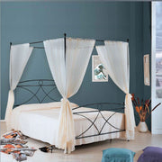 Lit double en fer avec baldaquin noir ALICE 166x208x h210 cm