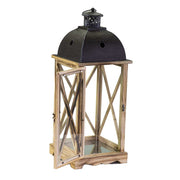 Lanterne carrée bois métal rustique anthracite 1-3 cm31,5x31,5h81