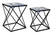 Set de tables basses en acier noir avec motif marin REEF K04 2 pièces