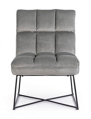 Fauteuil Lizzie en velours gris avec pieds en métal