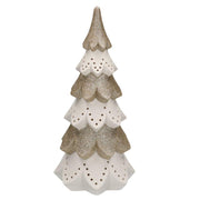 Sapin en céramique or blanc avec led cmø14h29