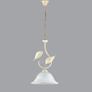 Lampe à Suspension en fer Ivoire Or une lumière verre albâtre Blanc 30x h34 cm