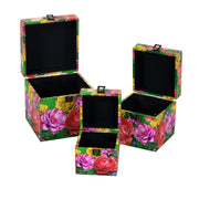 Boîte en cuir écologique 1-3 carré multicolore cm22x22h22