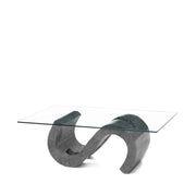 Table basse avec plateau en verre trempé transparent 120x70x36h cm