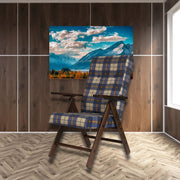 Poltrona réglable en tissu à carreaux bleus Roma