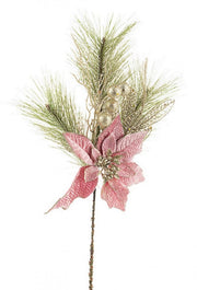 Lot de 12 Piques Annabel Poinsettia Rosa - Dimensions : 50 cm