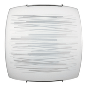 Plafonnier 1xE27 Crochets Chrome Verre Plaque Blanc Décoré Lignes Horizontales E-Energy Manuela