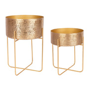Ensemble de 2 porte-vases en aluminium doré de style classique