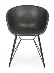 Chaise en éco-cuir anthracite vintage Warhol