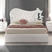 Lit double dans du bois sculpté avec tête de lit en peluche en peluche en écot-85x204xh.160 cm