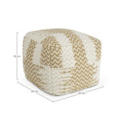 Pouf Timbuktu Blanc-Beige 45x45 cm en tissu