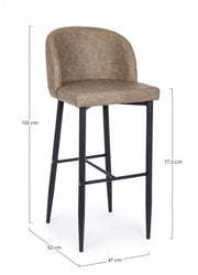 4x Tabouret de bar taupe en simili cuir style design
