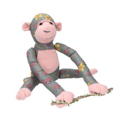 Marionnette de singe en tissu avec des fleurs cm30x33h25