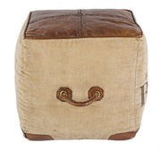 Pouf cube en cuir de style industriel cm 45x45x45h