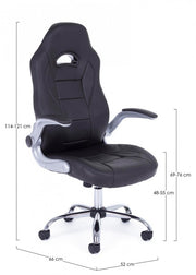 Fauteuil de bureau recouvert de cuir noir Boneville