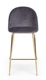 Tabouret Bar Carry en velours gris foncé design contemporain