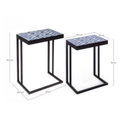 Ensemble de 2 tables basses NEAPOLIS en acier avec plateau en mdf décoré avec impression 62,5h 56h cm