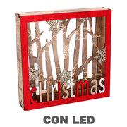 Décoration bois led rouge cm22x4,5h22