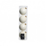 Boule de Noël 10 cm en verre blanc lait assorti Set 4 pièces